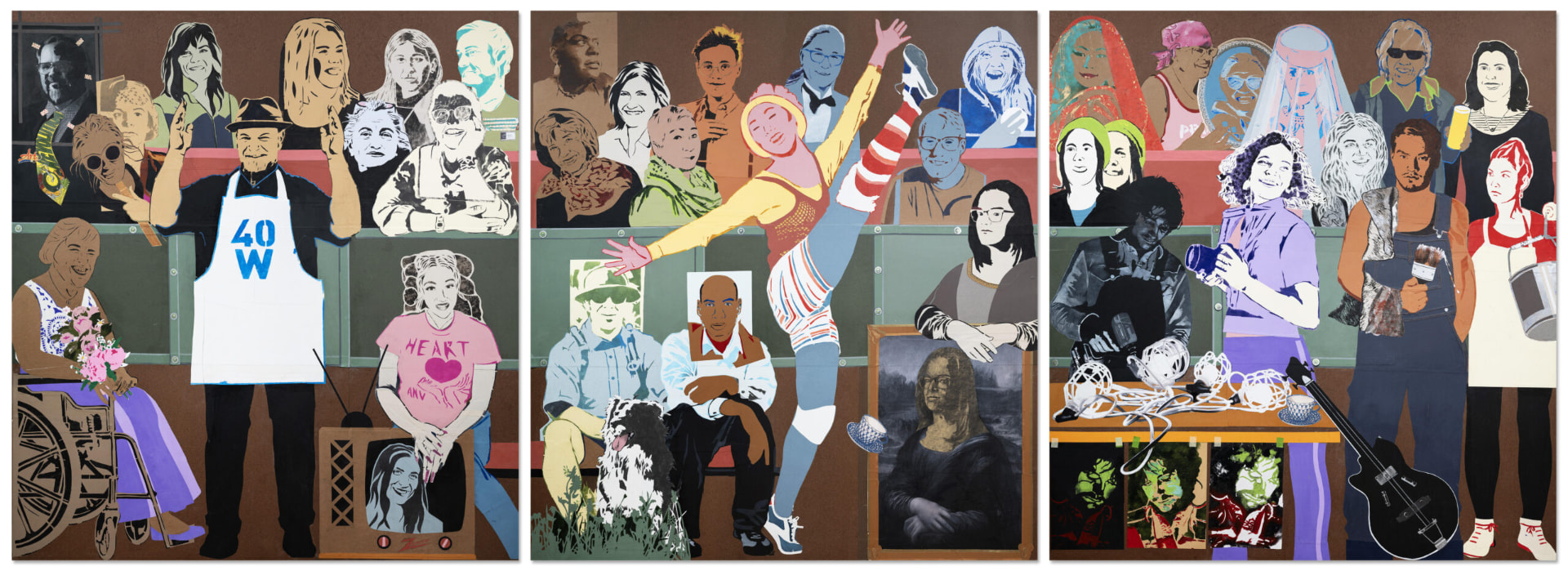 The Catalysts Project mural by Jann Haworth, a triptych collage portrait of Colorado community members